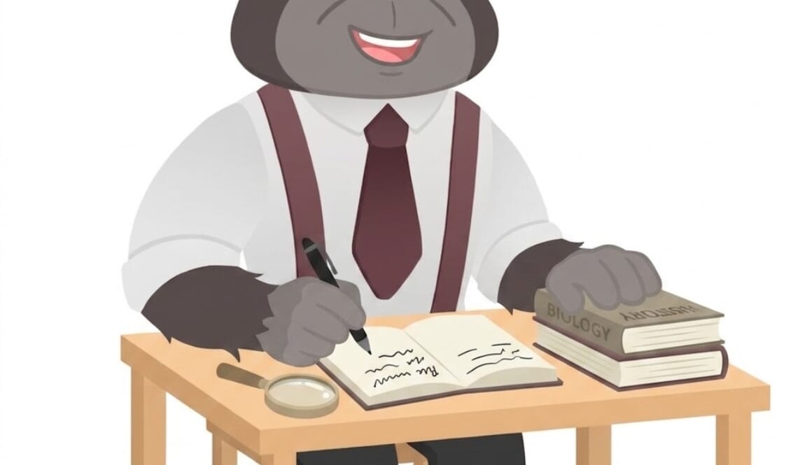 机で勉強している