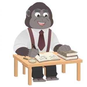 机で勉強している